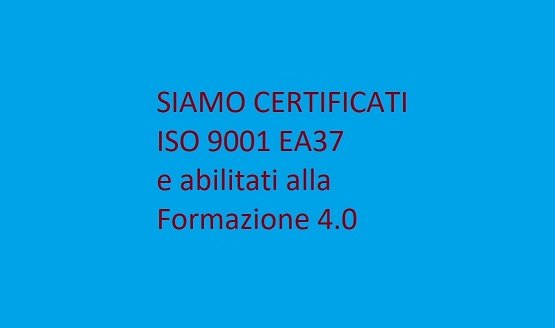 Certificazione ISO 9001:2015 settore EA37 FORMAZIONE CERTIFICATA